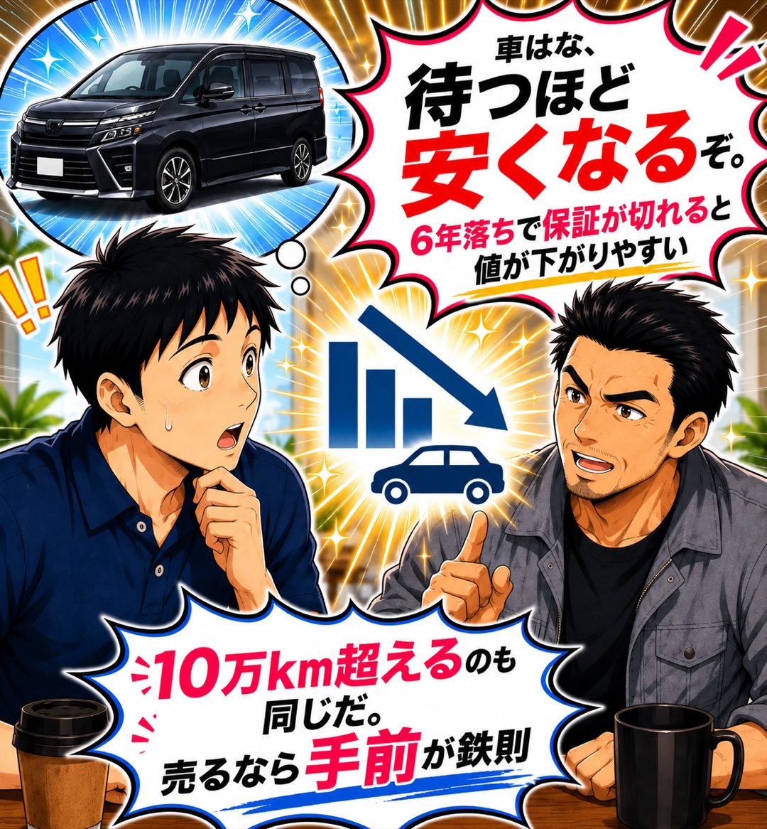 車は待つほど安くなると忠告するシーン